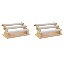 2X 3-Tier Wooden Jewelry Display Stand Ring Holder, T-Bar Jewelry Showcase Display Stand and Organizer White