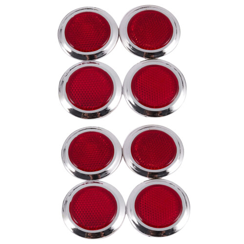 8 Pcs Auto Car Plastic Round Reflective Reflector Sticker Red