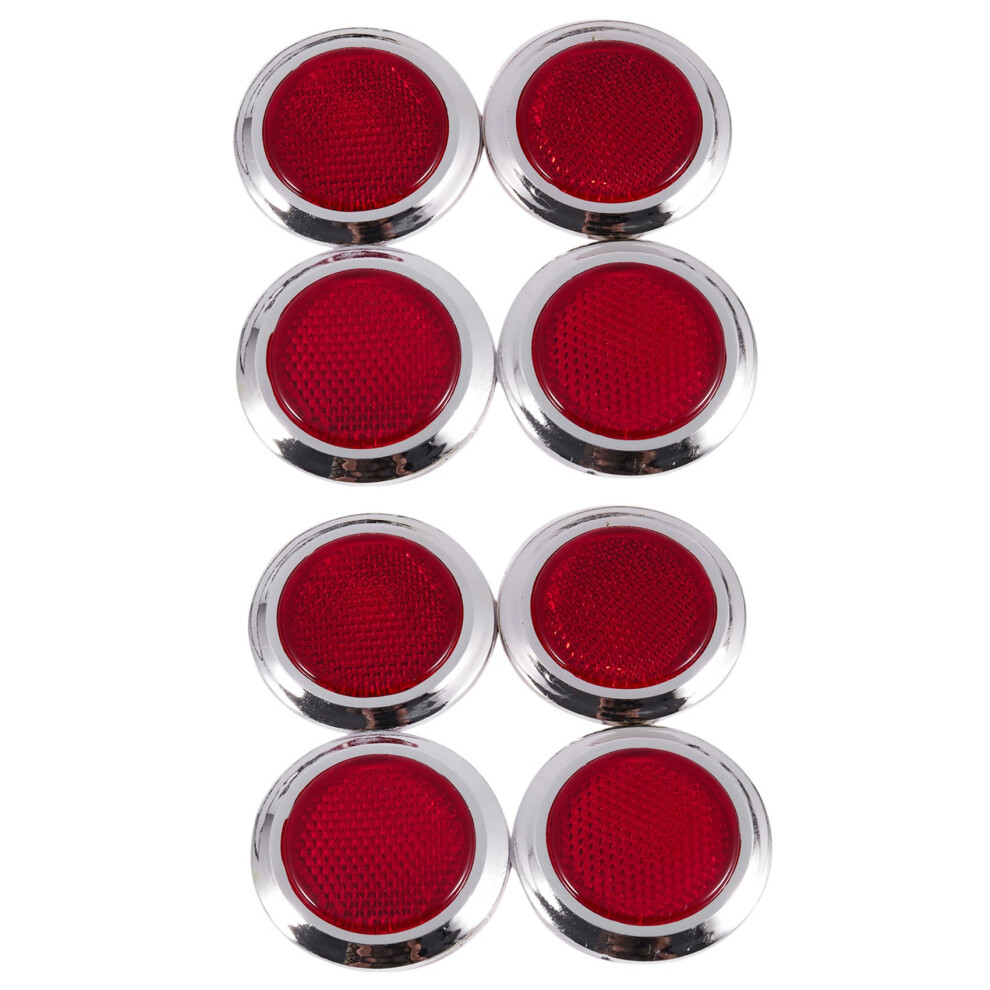 8 Pcs Auto Car Plastic Round Reflective Reflector Sticker Red 4712566645019