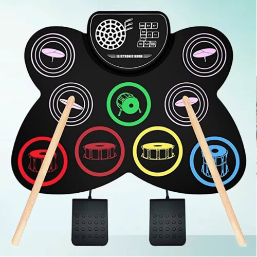 Electronic Drum Set with Built-in Speaker Portable Digital Drum Kit