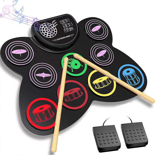 Electronic Drum Set with Built-in Speaker Portable Digital Drum Kit 1
