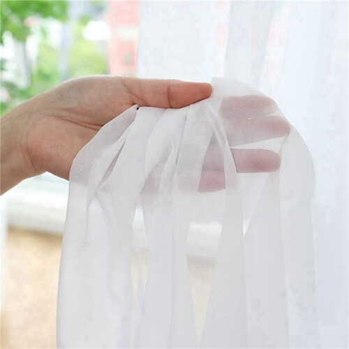 8 Painéis Cortinas Brancas Transparentes 84 Polegadas Longa Haste Bolso Janela Tratamento Gaze Voile Cortinas 1