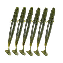 6Pcs Swim Baits Artificial Baits for Walleye Soft-Dark Green