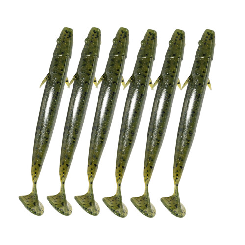 6Pcs Swim Baits Artificial Baits for Walleye Soft-Dark Green