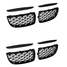 4X Gloss Nero E Cromo Diamond Meteor Ultimo Stile Griglia per - Serie 3 E90 E91 325I 328I 335I Pre-LCI 2005-2008