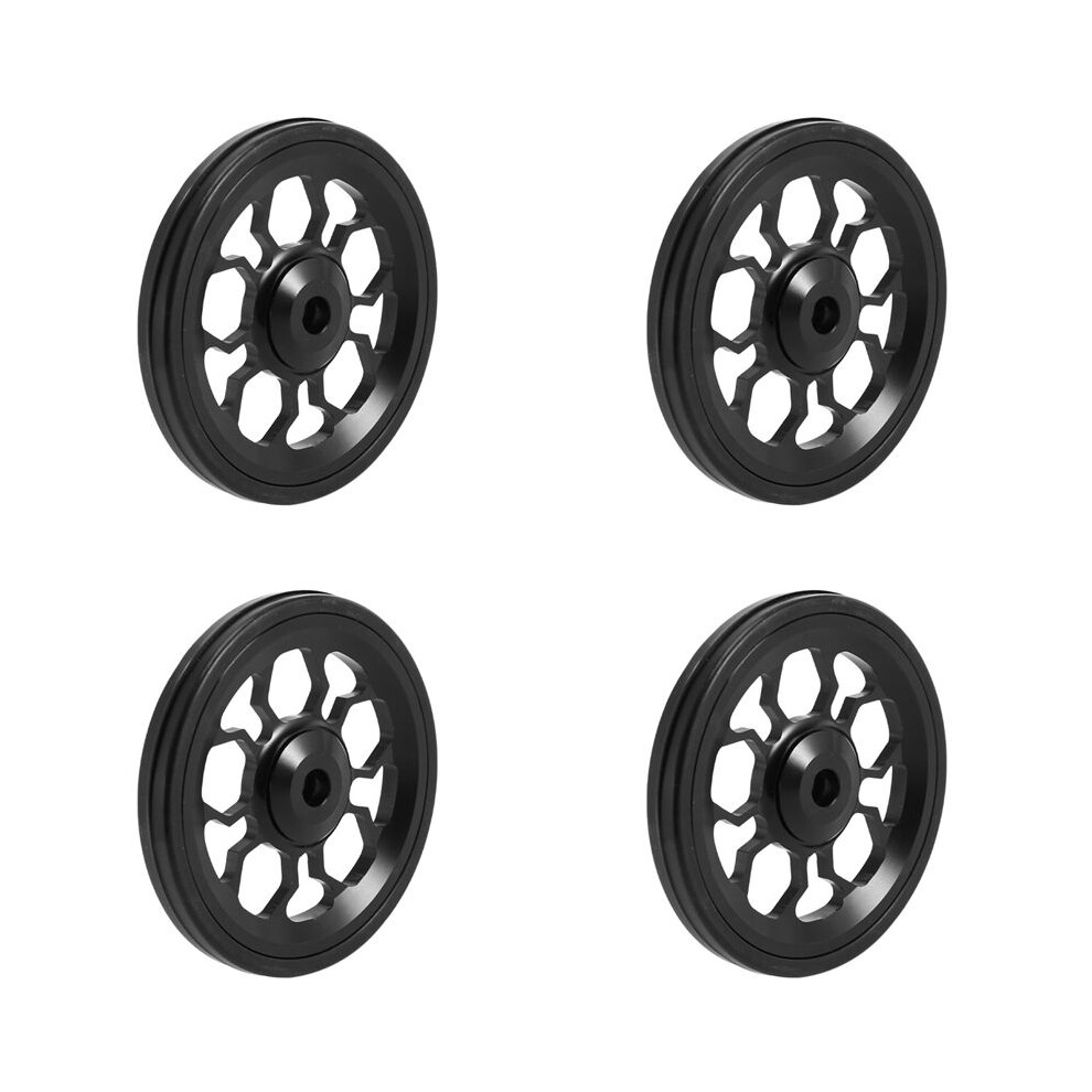 4X Folding Bike Easy Wheel For Aluminum Alloy Easywheel Ultralight Sealed Bearing Push Wheels, Black 6032211562781