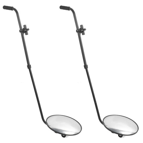2X Undercarriage Inspection Mirror,Magnifying Under Vehicle Inspection Security Mirror Foldable Adjustable Angle