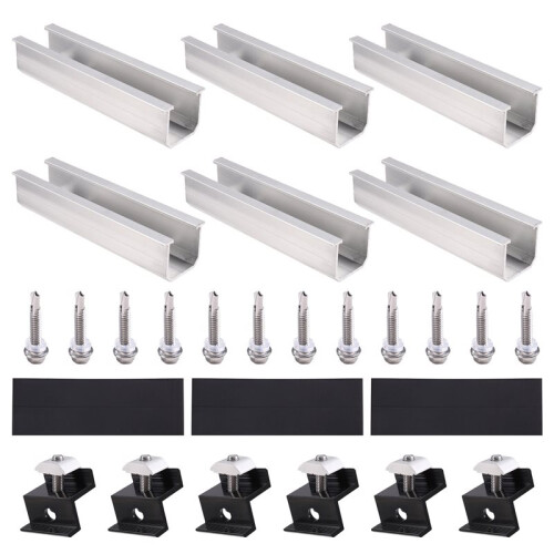 24pcs Solar Panel Bracket Aluminum PV Rail Fastening Module Trapezoidal Roof Mount Solar Rail End 2