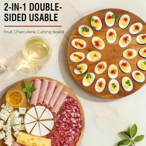 Deviled Egg Containers with Lid, Easter Gifts Set (24 Eggs), 2026 Upgraded Wooden Deviled Egg Tray Platter 2