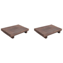 2X Wood Pedestal Soap Stand Bathroom Kitchen Countertop Tray Farmhouse Wood Riser Soap Dish Plants Holder