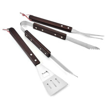 BBQ Stainless Steel Barbecue Grill Three-Piece Set Wooden Handle Fork Shovel Clip Grill Combination Fork Clip Set
