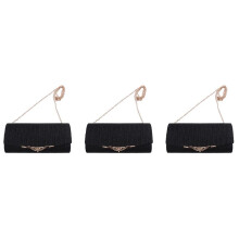 3X Women Evening Bag Party Banquet Glitter Bag for Women Girls Wedding Clutches Handbag Chain Shoulder Bag(Black)