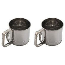 2X Edelstahl Mehl Sieb GroßEr Back Sieb Becher für Puder Zucker