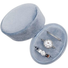 1 Ovale Samt-Ringbox mit 3 Fächern - Premium-Ständer für Hochzeiten und Verlobungen, Ideal für Heiratsanträge und Zeremonien