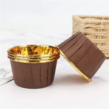 250Pcs Aluminum Foil Cupcake Cups Disposable Muffin Liners Baking Cups Cupcake Tip Pan Ramekin Holders Gold + Brown