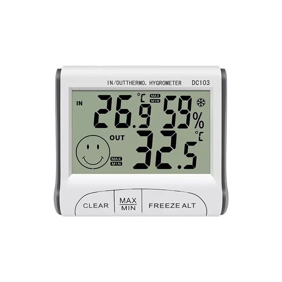 Tlily Indoor Temperature And Humidity Meter/Thermohygrometer Large Screen Display Clock Thermometer Frost Alarm