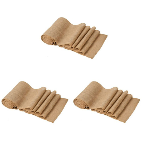 3X Table Runner 10 M X 30 cm Jute Table Runner Linen Jute Fabric, Table Runner Roll Table Decoration