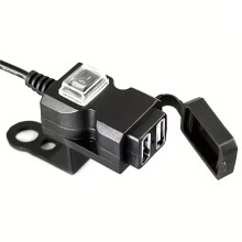 Motocycle Dual USB Charger Adapter Rearview Mirror Waterproof Power Supply Socket