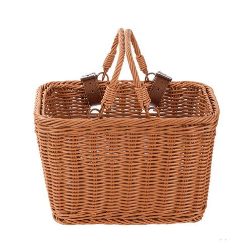 Universal Retro Front Basket Cute Square Bicycle Front Basket with Adjustable Leather Straps, Waterproof Storage