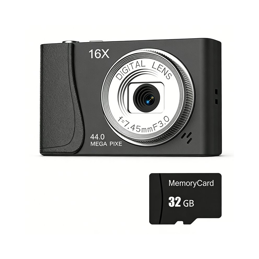 Digital Camera 4K 64 Million Pixels 16X Zoom Compact Cameras Autofocus For Kid Adult Student Beginners Photography Black 4714239750976