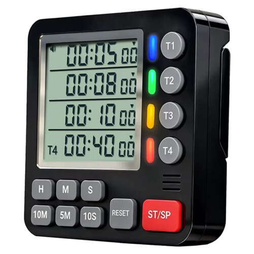 Magnetic Kitchen Timer 4 Channels Four Sets of Timing Digital Cooking Countdown Timer for Classroom Study Gym Kitchen