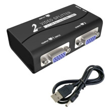 1PC to 2 Monitor 2 VGA Video Splitter Duplicator 1 in 2 Out 250MHz Device Cascadedable Boots Video Signals 65m