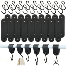 18 Hooks Set-Coat Hook Rail-S Hook with Leather Loo -Hook Coat Rack for Hallway,Bathroom, Camping, Kitchen - PU Leather