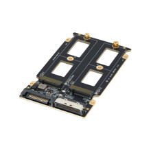 Pcle5.0 MCIO to 2 M.2 2280 NVMe Adapter Boards for Motherboard External Card GPU 2.5" HDD A-B Cable with Shell