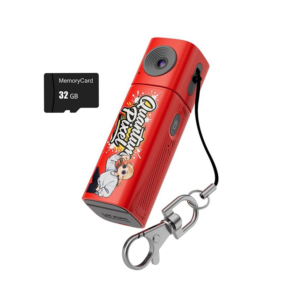 2K Digital Action Camera Thumb Keychain Camera Retro Video Recorder Portable Pocket Small Camcorder With 32Gb Red 4712228367020