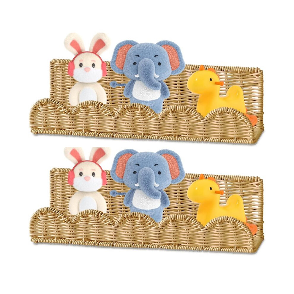 Kids Cloud Floating Bookshelf: 40 cm Set of 2 Wall Mounted Shelves with Large Storage Solution for Nursery Bedroom