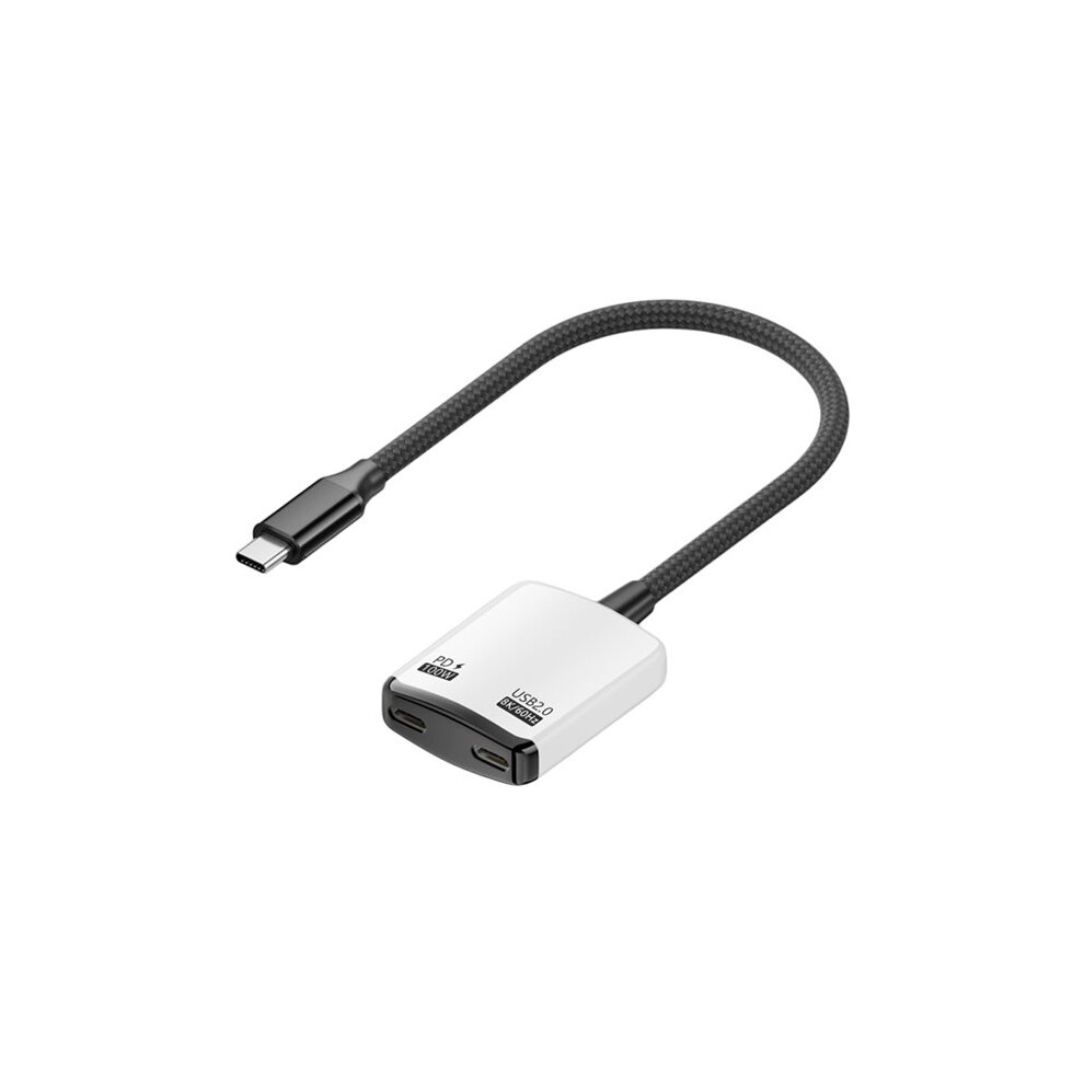 Type-C 1-To-2 Dock Station Pd100w Fast Charging 8K Screen Projection Ar Glasses Converter For Laptop White 4713774090905