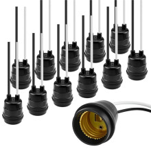 12PCS E27 Waterproof Lamp Holder Socket, Black Pigtail Rainproof Light Socket,250V 660W for Outdoor, DIY Lighting