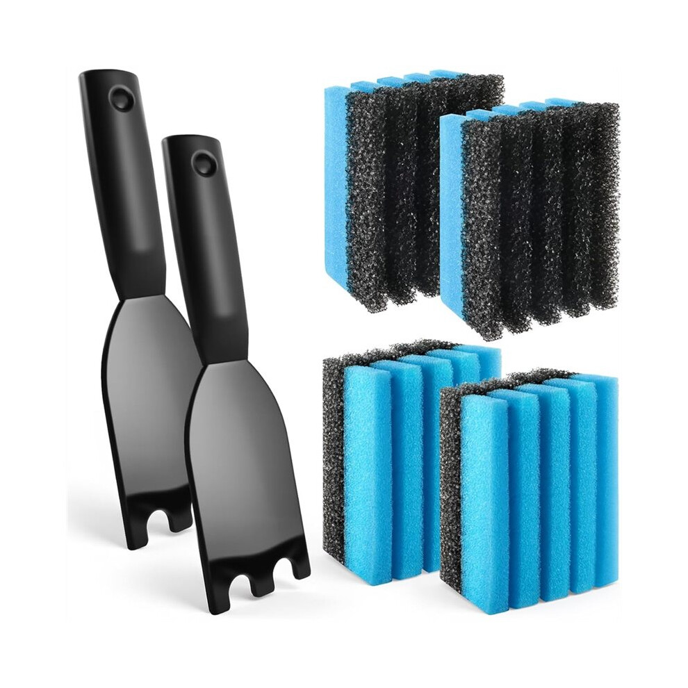 Saudism 4Pack Cleaning Sponge 12207 And 2-Pc Grill Scraper For George Foreman Grill, For Grills With Grooves And Sandwich Makers