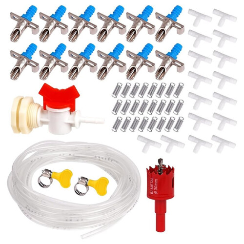 Rabbits Nipple Drinker Kit with Automatic Watering System, 12 Drinkers, 23ft Hose, and Installation Tools