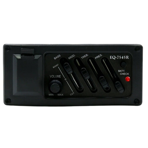 4-Bands Gitarrpickup EQ 7545R Equalizer Stämapparat Akustisk Gitarr Förförstärkare Gitarrtillbehör Justerbar EQ Equalizer
