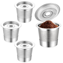 4-Pack Herbruikbare K-Cups en Koffiepads voor Koffiezetapparaten PB051 & CFP101/PB041, Roestvrijstalen Herbruikbare K-Pods