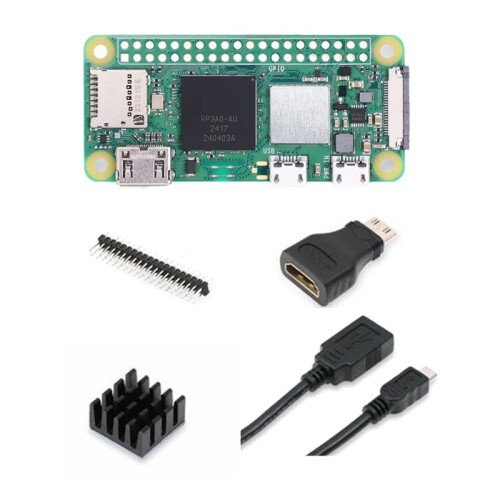 For Raspberry Pi Zero 2 W Basic Kit with USB Adapter -Compatible Adapter Heatsink Header Essential Accessories Set