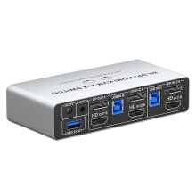 2X2 8K -Compatible 2.1 KVM 8K DP+-Compatible Dual-Screen Two Inputs and Two Outputs EU PLUG