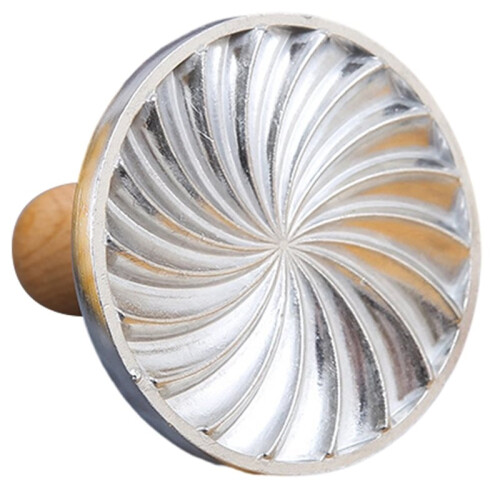 Decorative Cookie Stamp Press with Wooden Handle and Metal Pattern Discs for Baking B