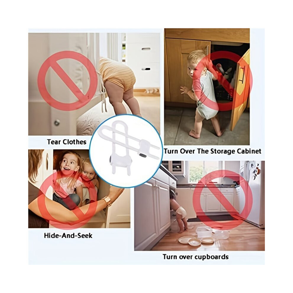 2PC Sliding Cabinet Child Safety Locks Baby Proofing Cabinet Lock Cupboard Latches for Kids  Closet Door Knobs Handles