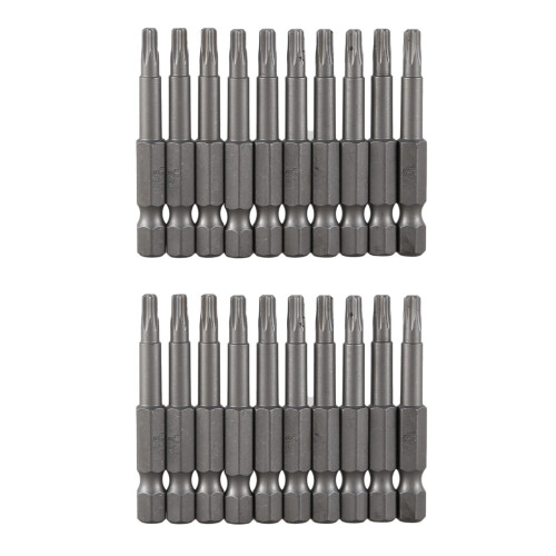 6.3mm Hexagon Shank 4mm T20 Magnetic Tip Torx Screwdriver Bits 20 Pcs