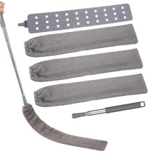 Retractable Dust Cleaner with 3 Washable Cloths, Microfiber Hand Duster Stretchy Microfiber Corner Broom