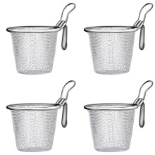 8Pcs Stainless Steel Colander Strainer Basket Food Kitchen Colander Baskets Hot Pot Frying Strainers Serving Noodle, L