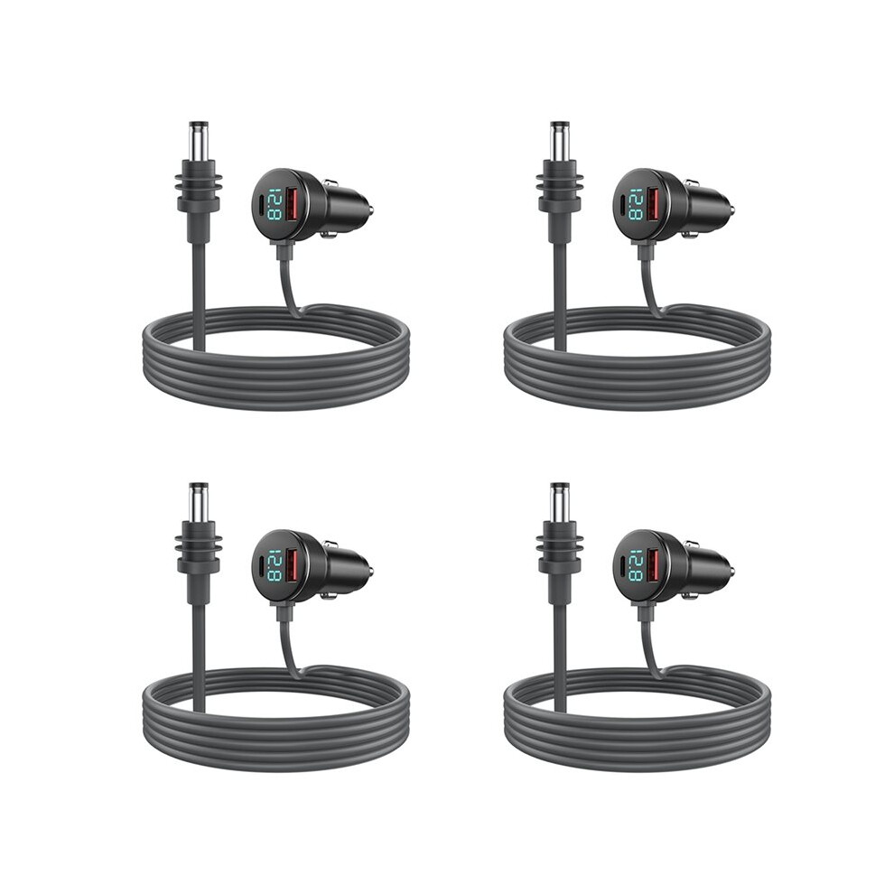 4X For Starlink Power Cable 12V-24V Cigarette Lighter Adapter To Power Cable With Usb Type-C Port & Voltmeter 2M 4714078948084