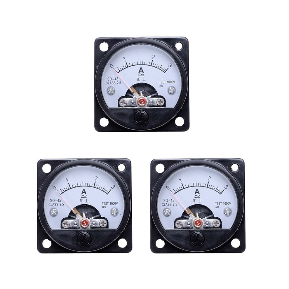 3X Ac 0-3A Round Analog Panel Meter Current Measuring Ammeter Gauge Black 6032128344821