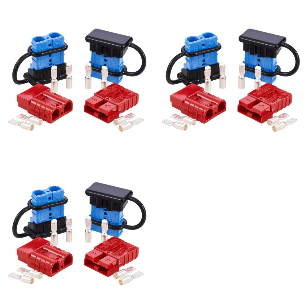 6Pcs 6-12 Awg 50A Battery Power Connector Cable Quick Connect Disconnect Kit For Anderson Connector For Winch Trailer 4712369550206