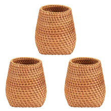 3X Palillos de Ratán Tubo Pala Cucharas Cubo Cuchillos para La Cena Tenedores Vajilla Caja de Almacenamiento Cestas de Almacenamiento En El Hogar