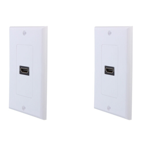 2X 1-Schnittstelle -Wand Frontplatte Panel Abdeckung Koppler Outlet Extender 3D 1080P Weiss