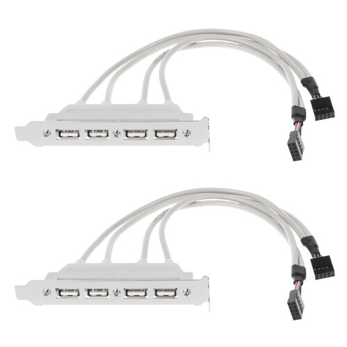 2X Mainboard-USB-Kabeladapter (4 x USB 2.0 Auf 9-Adrigen Stecker) Weiss