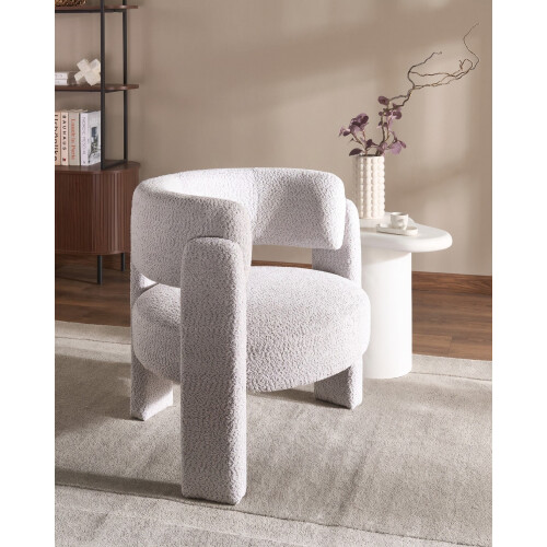 Beliani Armchair BUREA Chenille Light Grey 1